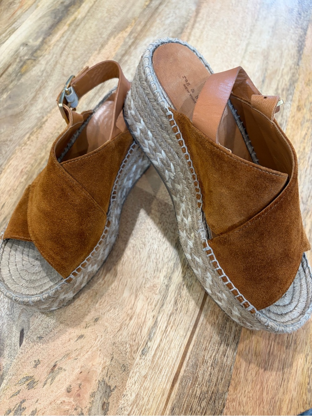 Rag & Bone Wedge Espadrille Sandals - Brown Suede